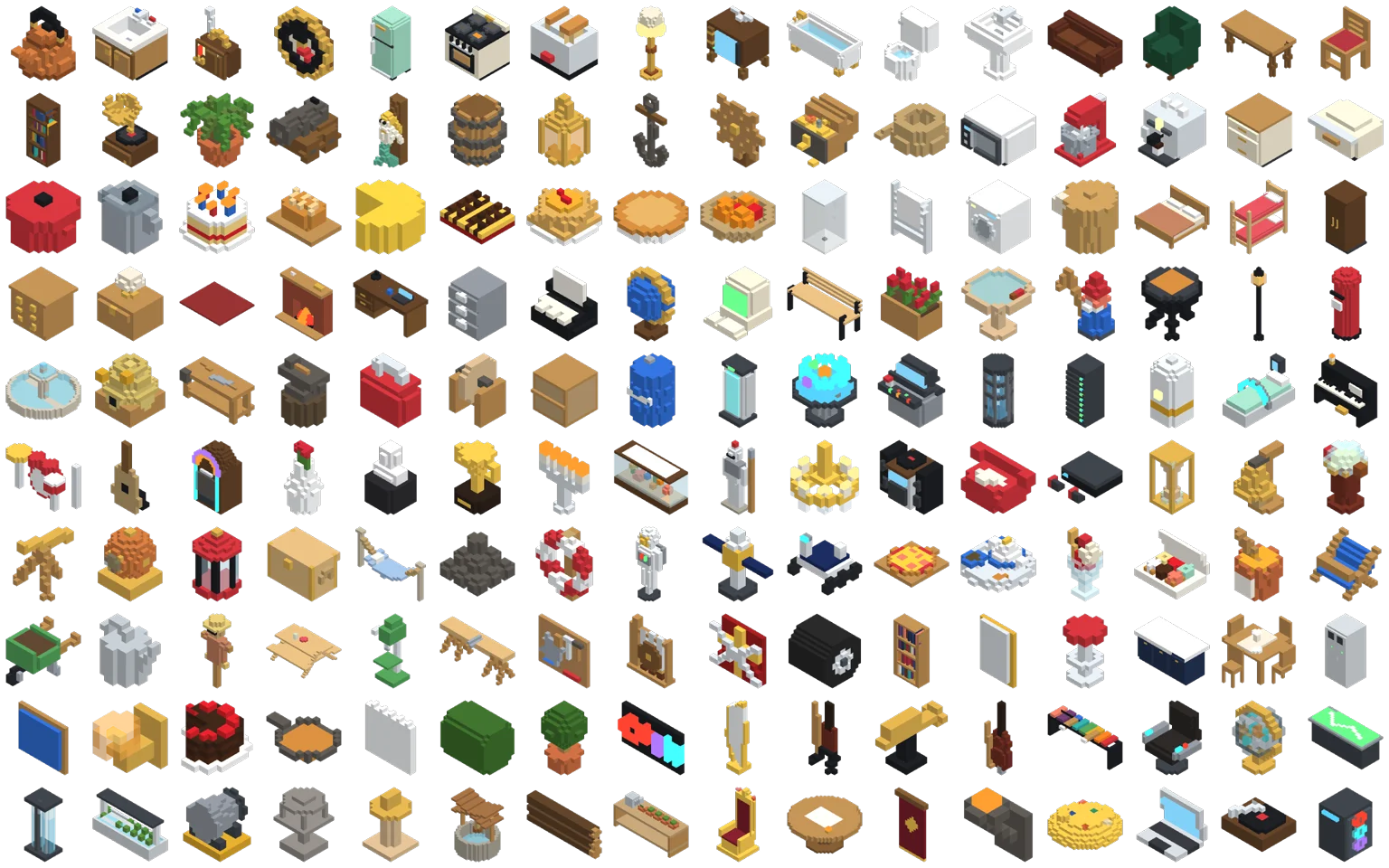 160 things from the Mantlenaut Store: furniture, food, lamps, toys, machines and more